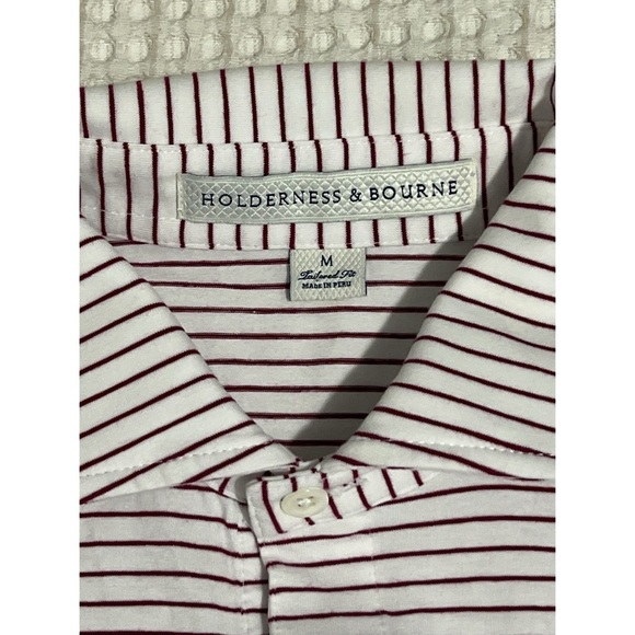 Holderness & Bourne The Egan Shirt Men’s Medium White Red Polo Performance Golf - Picture 8 of 10